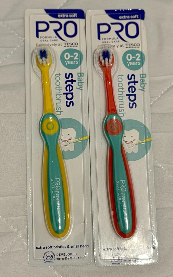 2x PRO Toothbrush Baby 0-2 Years New Extra Soft NonSlip Handle Tooth Brush
