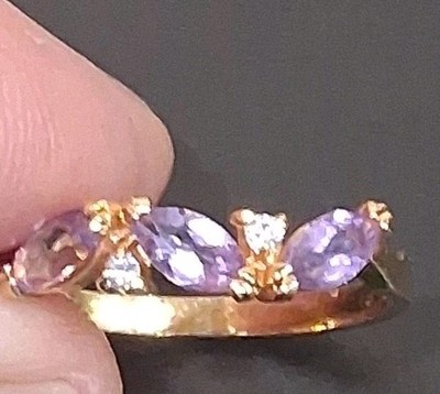 14 Karat Gelbgold plattierter Amethyst Ring mit Akzenten Größe 8