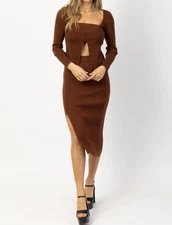 Crescent Evie Cardi Midi 3 Piece Set Mocha