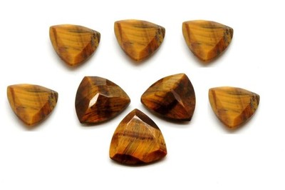 Natural Golden Tiger Eye Trillion Faceted Cut 6mm To 20mm Loose Gemstone