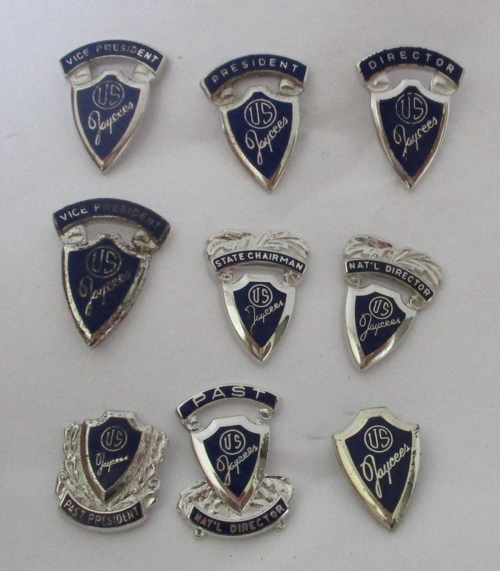 Vintage Lot Sterling Silver Blue Enamel Jaycees Lapel Pins