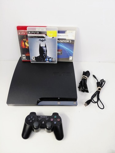 Playstation 3 PS 3 Konsole Super Slim Schwarz 500GB Original Controller OVP Playstation 3 PS 3 Konsole Super Slim Schwarz 500GB Original Controller OVP
