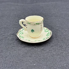 Vintage Mini Shamrock Ivory Teacup With Built In Saucer