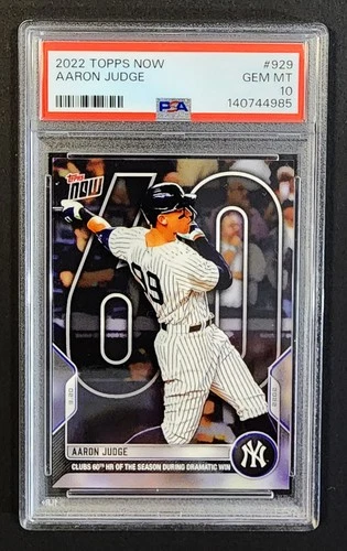 AARON JUDGE 2022 TOPPS NOW 60 HR SEASON PSA 10 GEM LOW POPULATION