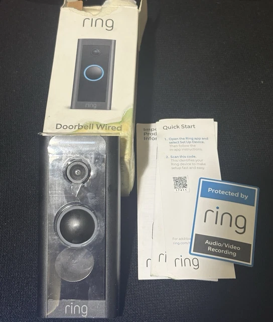 RING - Wired VIDEO DOORBELL - HD Camera - Black