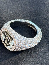 Burberry Monogram embellished signet ring Silver Palladium Plated Size 6 Medium