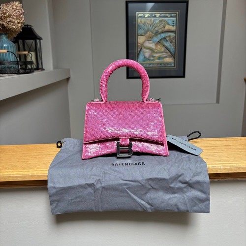 Balenciaga Sequin Sweet Pink Hourglass XS Handbag - $3700USD - New - Authentic