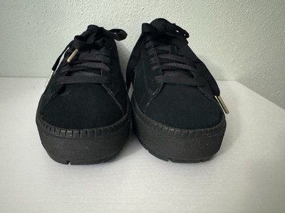 Puma Suede Platform Trace Black Gold Women s 9.5 Men s 7 Sneakers 365830-01