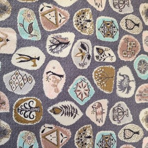 3 Pieces Vintage Material Mid Century Modern 50s / 60s Print Gray Tone 13" × 36"