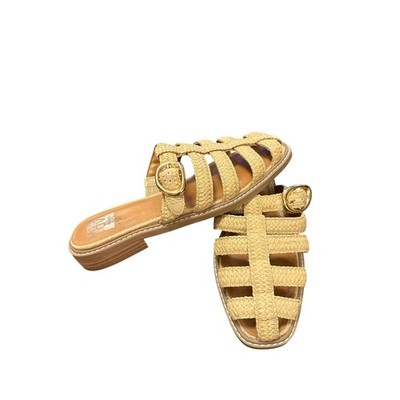 DV Dolce Vita Falcun Sandals Womens 9.5 Tan Beige Woven Caged Slide Buckle