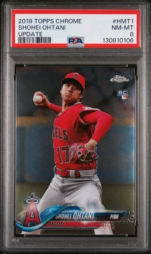 2018 TOPPS CHROME UPDATE #HMT1 SHOHEI OHTANI ROOKIE RC PSA 8