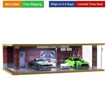 1/24 Scale Die-cast Car Garage Display Case with Clear Acrylic Cover and LED ...