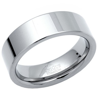 NEU Herrenring 7 mm breit poliert flach Band Titan Größe M Schmuck
