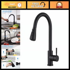 Modern Black Kitchen Faucet with Pull Down Sprayer  High Arc Design - Easy Inst