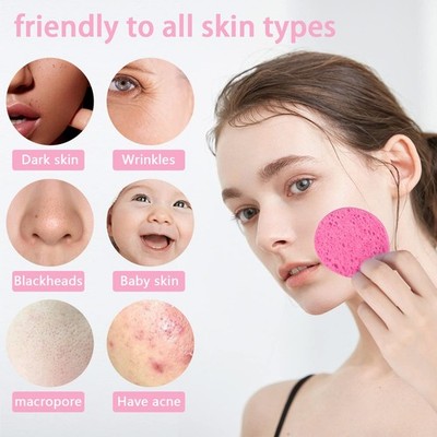 Compressed Face Sponges 50 Count Pink Round