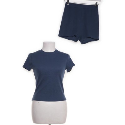 Set, Größe: M, Baumwolle/Polyester, Blau, Einfarbig, Rippenstrick #dxG