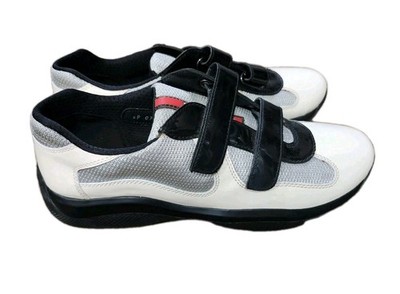 Prada Linea Rossa Americas Cup 4P 0723 White Patent Silver Mesh Strap 7.5 US 8.5
