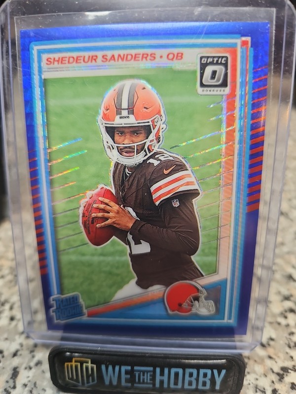2025 Panini Donruss Optic Rated Rookie Shedeur Sanders #203 Blue Hyper Prizm RC