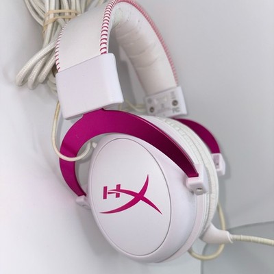Hyper X Cloud 2 II Wired Gaming Headset White Pink CL003 - Tested and Working