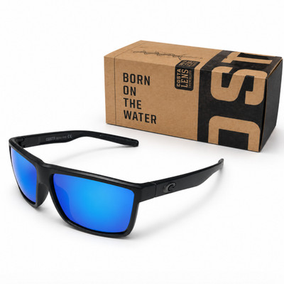 NEW Costa Del Mar Rinconcito 580P Polarized Blue Mirror Black Sunglasses