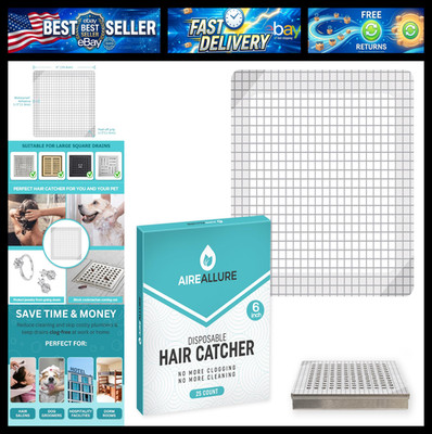 25 Pack Disposable Shower Drain Hair Catcher Mesh Stickers - Peel & Stick Drain