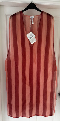 New LA PERLA Seawind Striped Silk Organza Tunic Beach Cover Up Sz 16 RRP £400