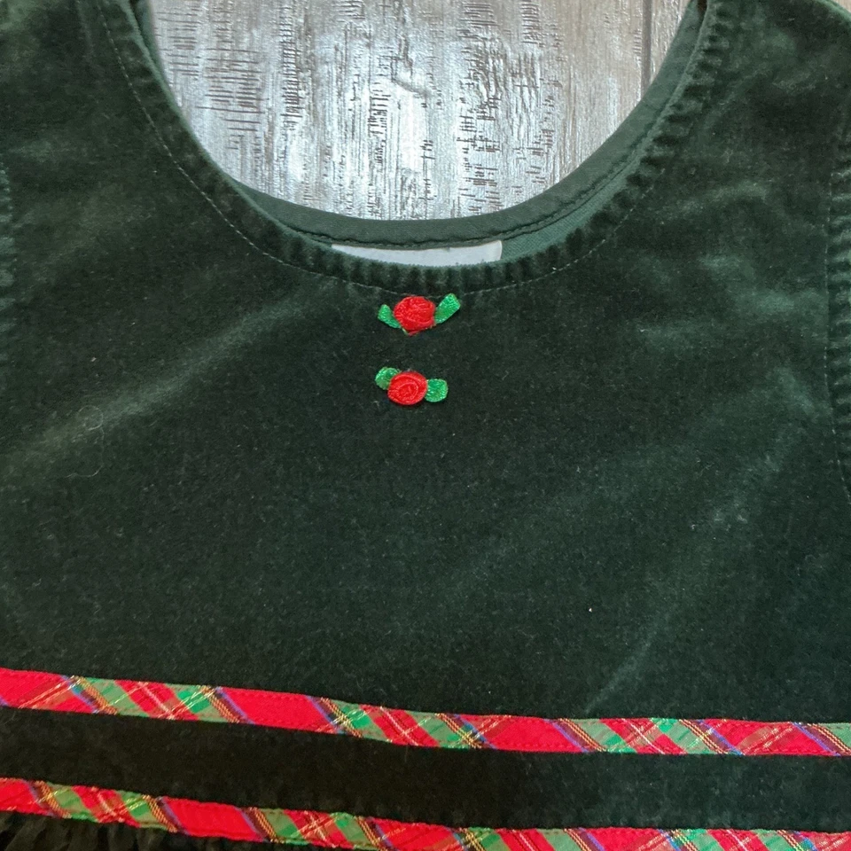 Редкая тоже! Бархатное рождественское праздничное платье для маленьких девочек плюшевый медведь аппликация размер 6 - Изображение 3 из 4