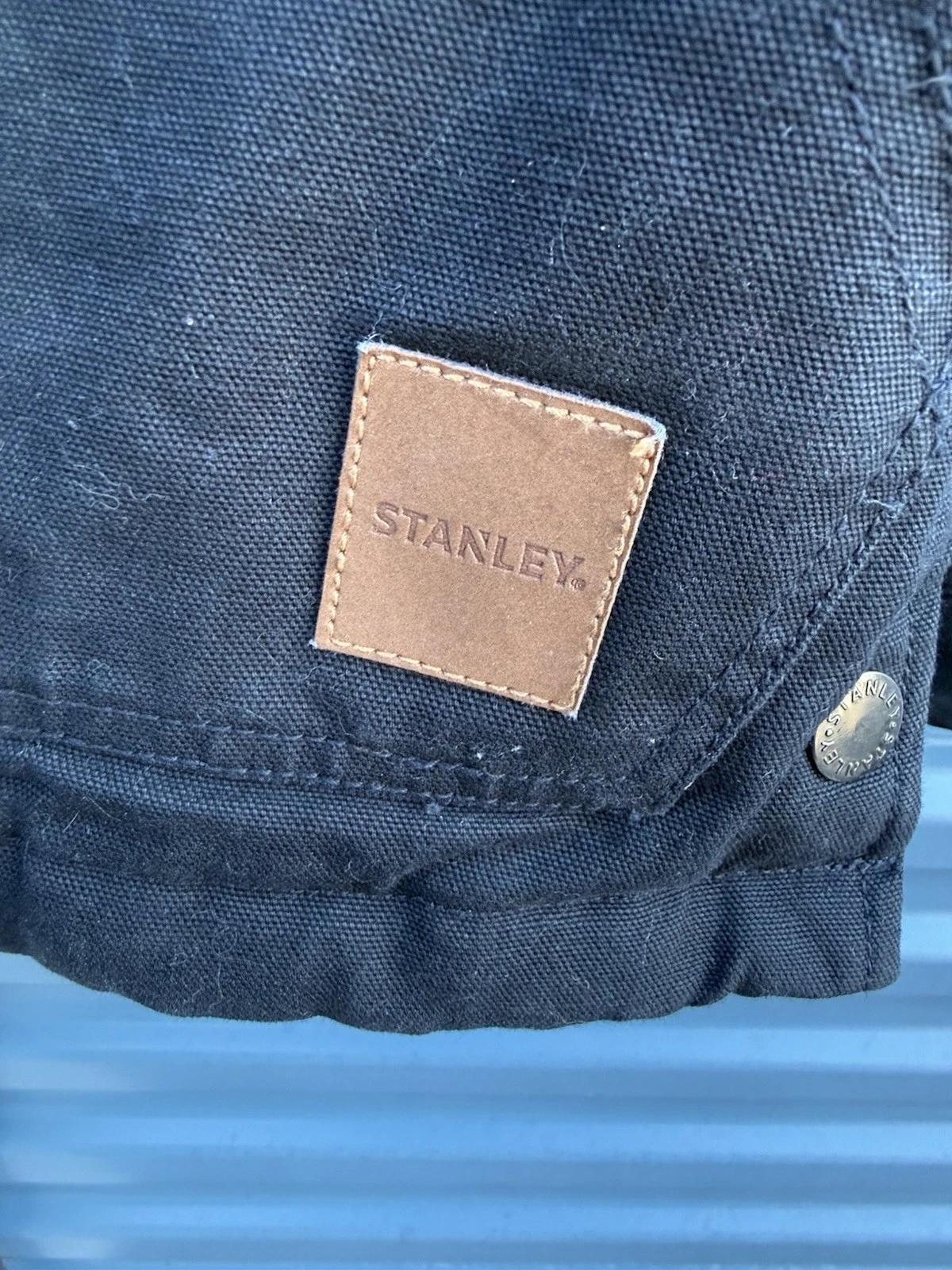 Men's Stanley Hooded Canvas Heavy Duty Workwear Jacket Sherpa Lining Size L - product detail image 4