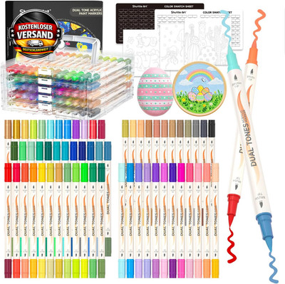Acrylstifte Set für Stein Holz Glas Keramik Papier 120 Farben Doppelkopf