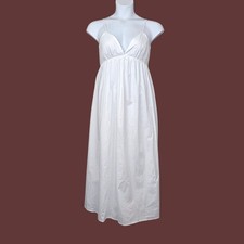 Commense Womens Sleeveless White Cotton Empire Waist Maxi Dress Size L NWT