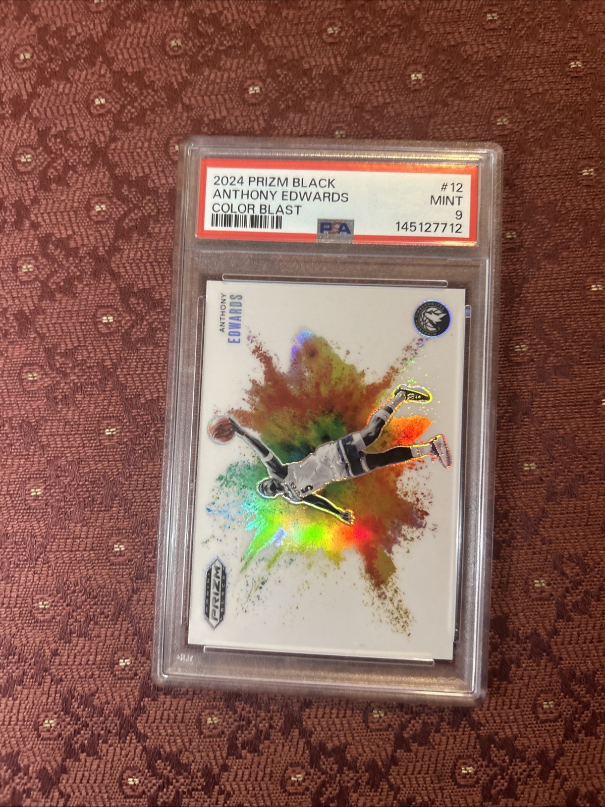 2024 prizm black anthony edwards Color Blast PSA 9