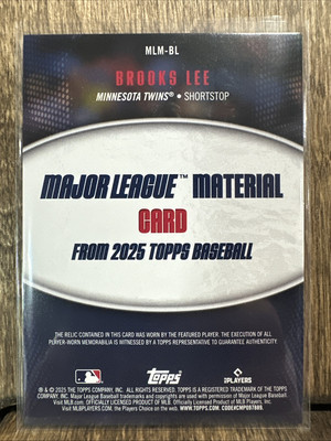 2025 Topps Series 1 Brooks Lee Major League Material Relic RC #MLM