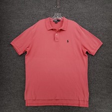 Polo Ralph Lauren Shirt Men XL Pink Solid Pique Cotton Classic Short Sleeve Pony