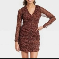 A New Day Brown Ruched Front Bodycon Mini Dress Size M