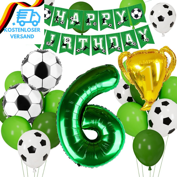 FußBall Luftballon 6. Geburtstag, Fussball Deko Geburtstag Kinder 6 Jahre, Gebur-image
