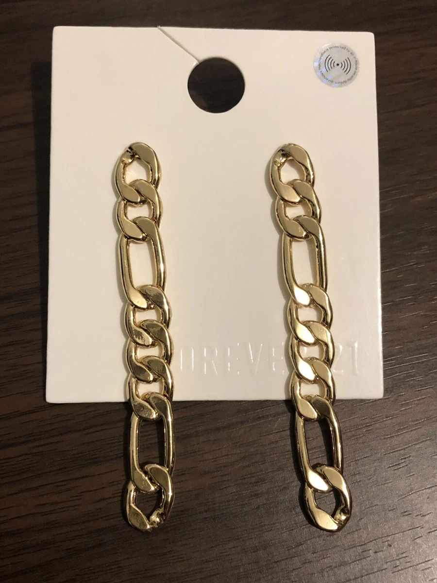 New 2 Gold Tone Braided Chain Link Dangle Earrings By Forever 21