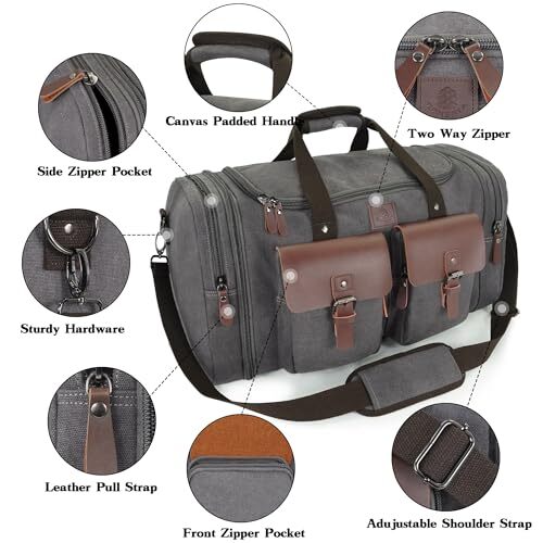 Canvas Duffle Bag for Men 50L Travel Duffel Bags Expandable Large50L