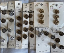 Metal Sewing Buttons, Nine Vintage Cards, variety, great for various crafts