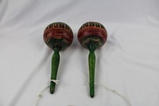 Vintage Maracas, Hand Carved Maracas, Roatan, Honduras, Central America, 9 In
