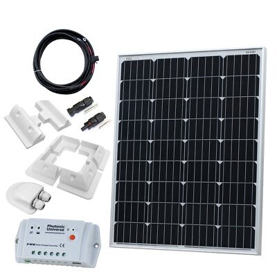100W 12V Solarpanel Ladeset mit 10A Regler, Halterungen und Kabeln