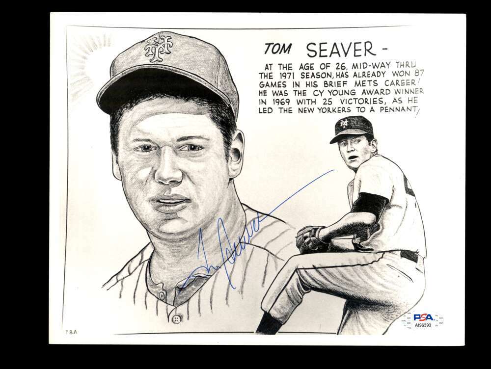 Tom Seaver PSA DNA Coa Signed 8x10 Litho Photo Autograph