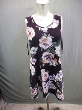 Fortune+Ivy Size M Womens Multicolor Floral Crew Neck Sleeveless Midi Dress 938