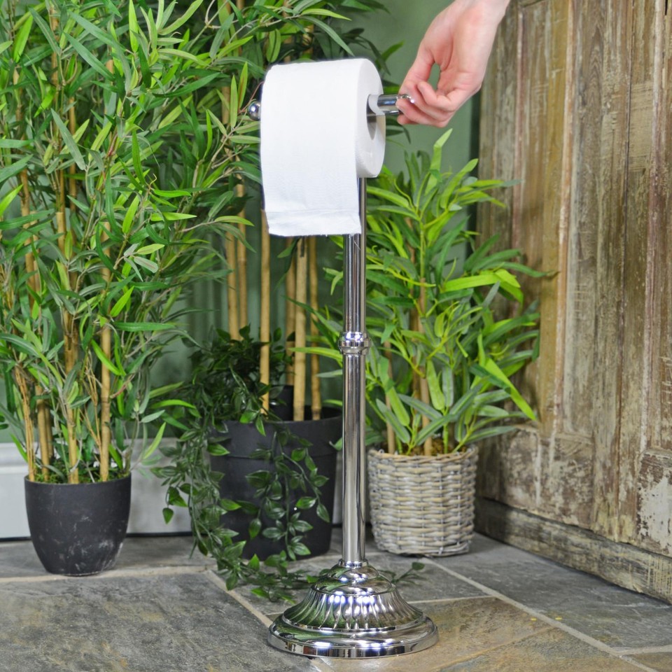 Victorian Free Standing Toilet Roll Holder Bright Chrome eBay