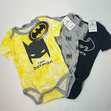 DC Comics 3pk Baby Boy Batman Superhero Bodysuit Set Size 12M New 