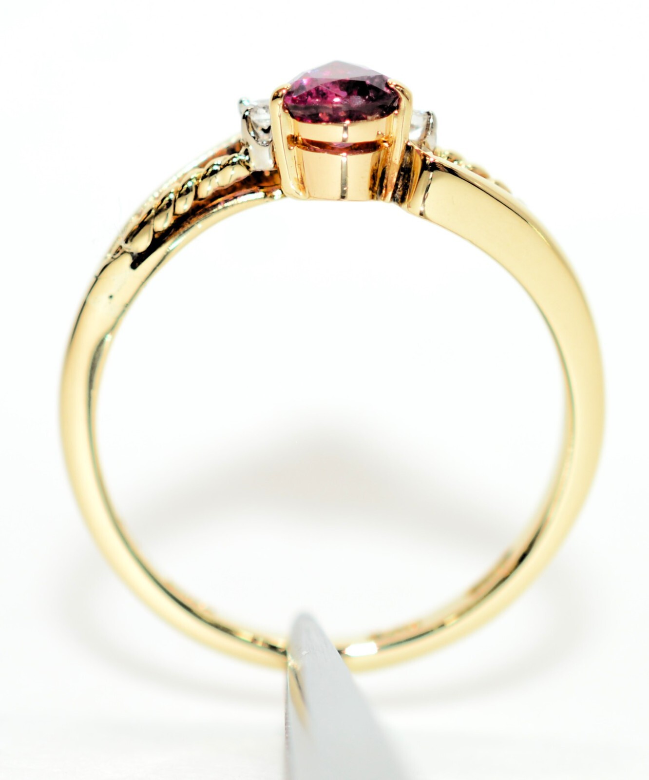 Natural Ruby & Diamond Ring 14K Solid Gold .46tcw… - image 3
