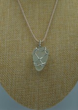Ice Aqua Sea Glass Pendant: Rounded Triangle Shape P 6 