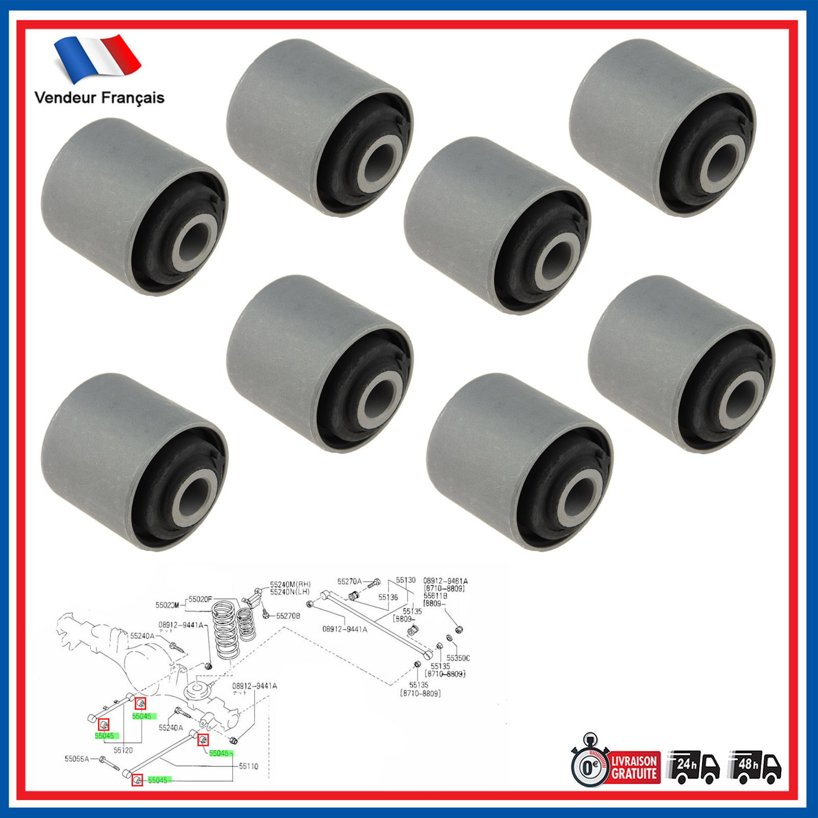 Supprimer les claquements de suspension avec les silentblocs Nissan Patrol GR Y60 Y61
