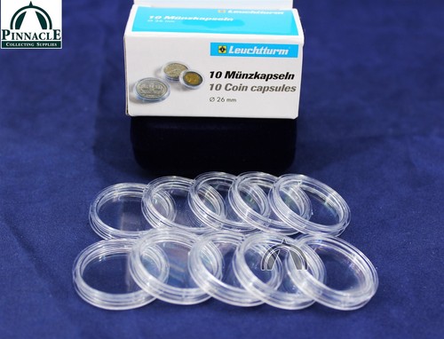 10 26mm Direct Fit Crystal Clear Coin Capsules for 2 EURO Coins - Picture 2 of 7