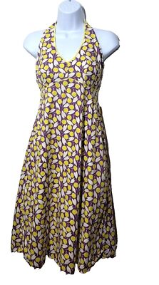 Boden Womens sz 8R Halter neck retro floral sundress long multicolored  zipper | eBay