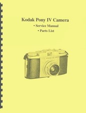 Kodak Pony IV Camera Service  Repair Manual Reprint